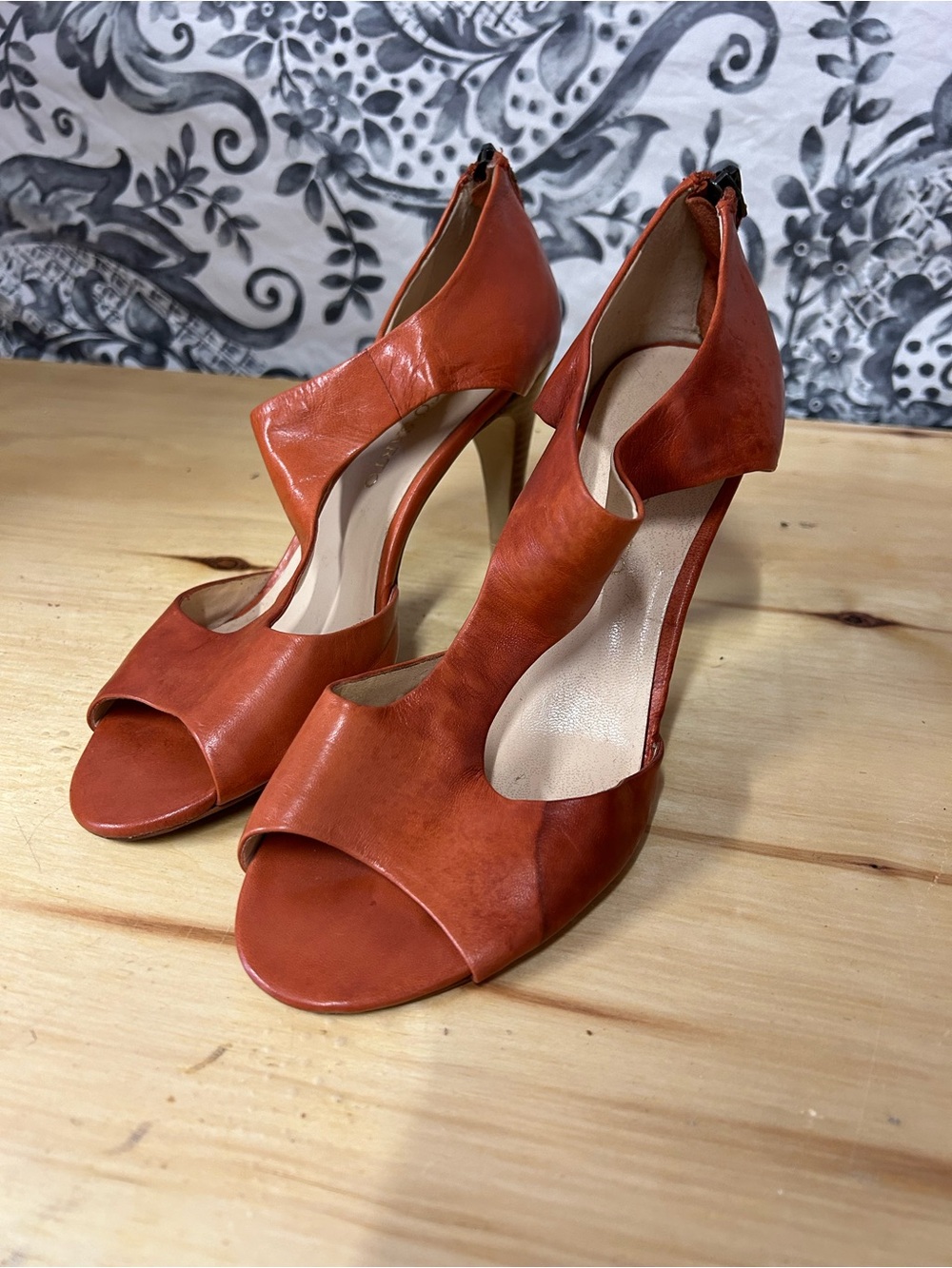 Vintage Franco Sarto Rust Orange Open-Toe High Heel Sandals